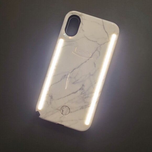 LuMee Duo iPhone X Lighted Case White Marble Mobile Case W/ Charger Cable WORKS - Picture 8 of 8